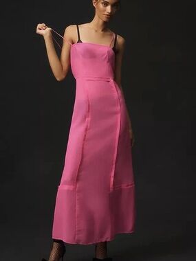 NWT Anthropologie Sheer Maxi Slip Dress Pink Rose Size 2 $88